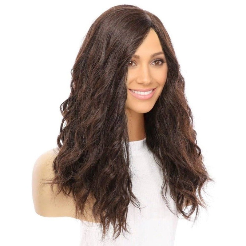 20″ Princess Silk Top Wig Dark Brown Wavy Zig Zag Lace Front