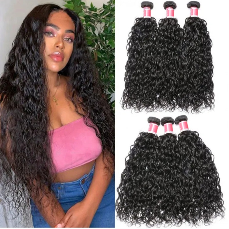 Peruvian Water Wave 3/4 Bundle Deals Unprocessed Virgin Human Hair Extensions In Stock 10 10 10