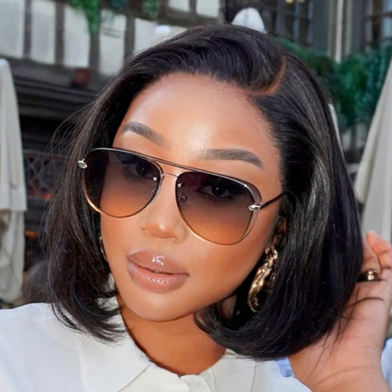 PreMax Wigs – Natural Black / Blonde Highlight C Part Glueless Lace Front Bob Wig Natural Black 10 Plucked & Bleached, Uncut Lace