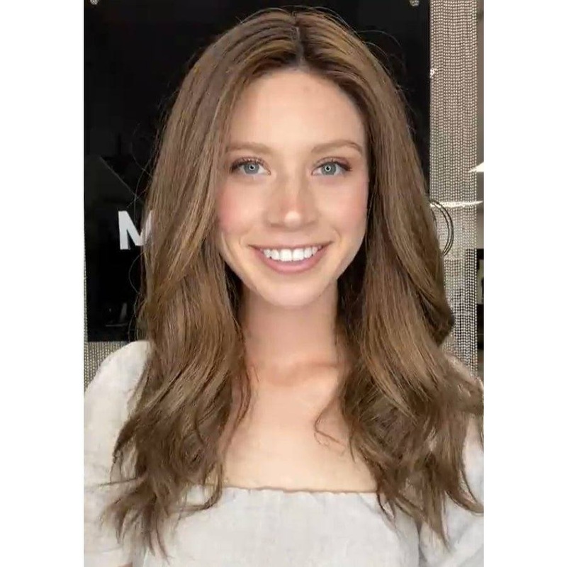 22″ Ponytail Silk Part Wig Light Brown Babylight w/ Partial Rooting