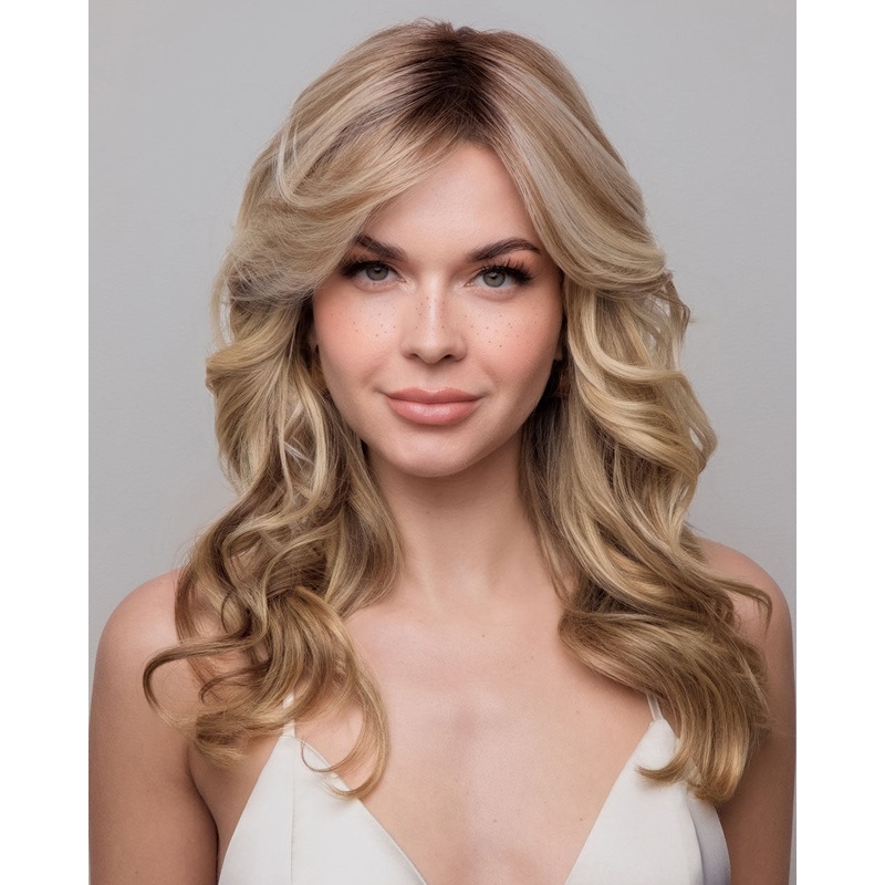 Medium Wavy TP Mono (Exclusive) | Lace Front & Monofilament Synthetic Hair Topper by Amore Cinnamon Frost-R