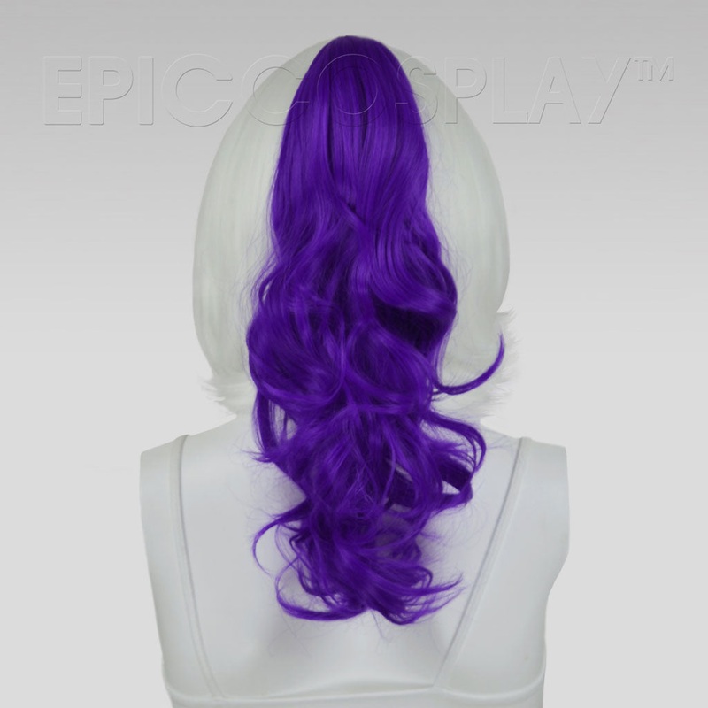 20″ Lux Purple Wavy Curly Ponytail Clipon