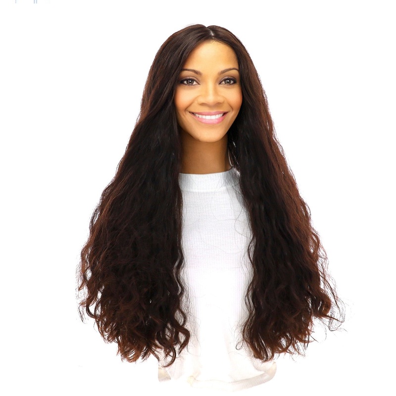26″ Luxe Silk Top Wig #4 Dark Brown Wavy Zig Zag Lace Front