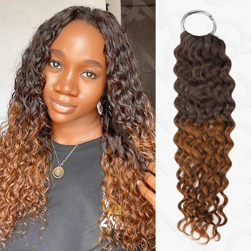 CLEARANCE SALE| #T2/30 Crochet Hair Water Wave Machine Made Feather Human Hair Extension Water Wave 14” 3 Packs (Most People Choice)