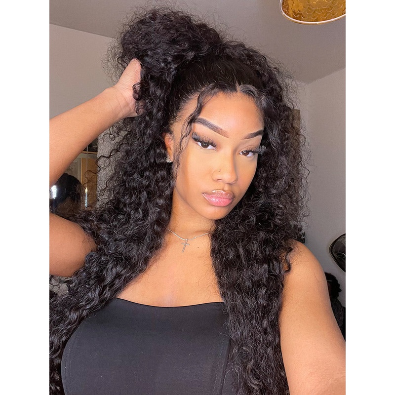 CurlyMe HD Lace Pre-bleached Water Wave Hair 13×4 Lace Frontal Wigs Human Hair Skin Melt 13×4 180% 8