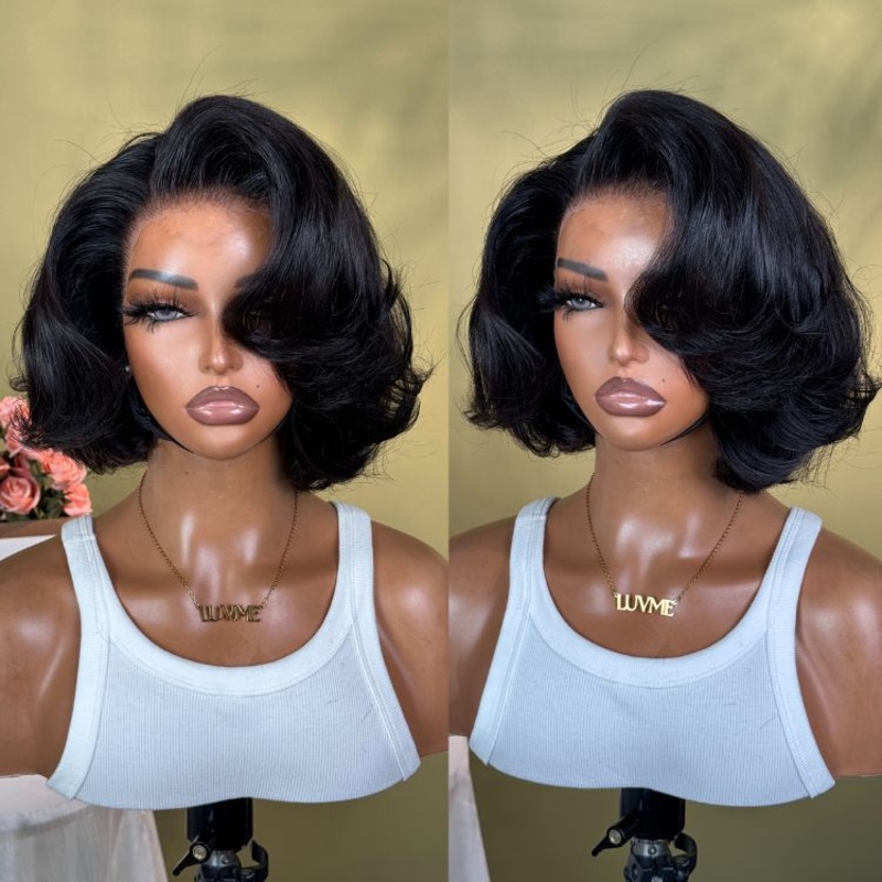 PreMax Loose Body Wave Short Bob Wig Glueless 13×4 Frontal Lace Human Hair Wig Pre-Cut Lace 10