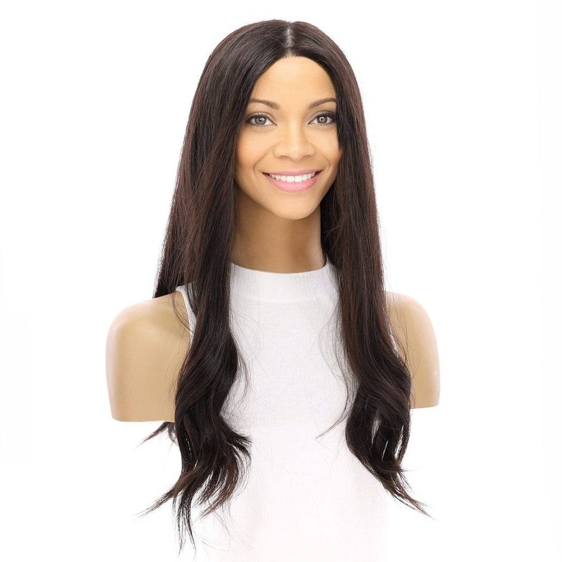 22″ Princess Silk Top Wig Natural Black Zig Zag Lace Front