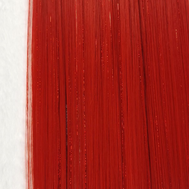 35″ Tinsel Blended Weft Extension – Apple Red