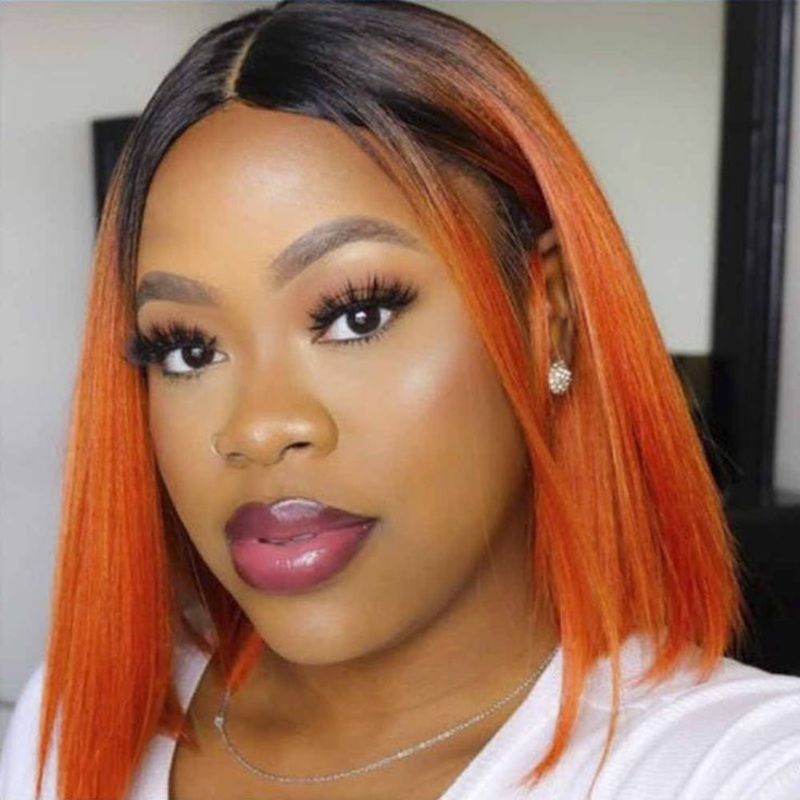 Flash Sale|Ombre 2/Orange Straight T Lace Bob Wig #NT2/SORANGE 8”