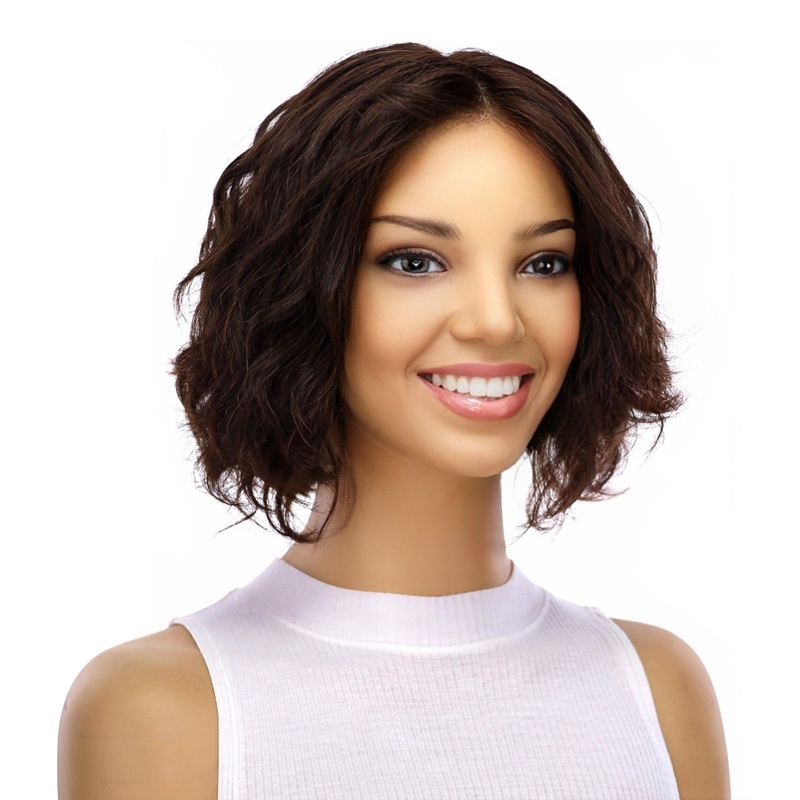 12″ Halle Silk Top Wig Dark Brown Wavy Zig Zag Lace Front