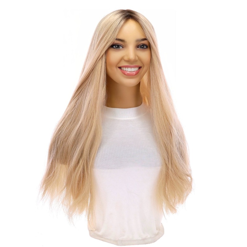 24″ Divine Lace Top Topper Warm Platinum Blonde Zig Zag Lace Front