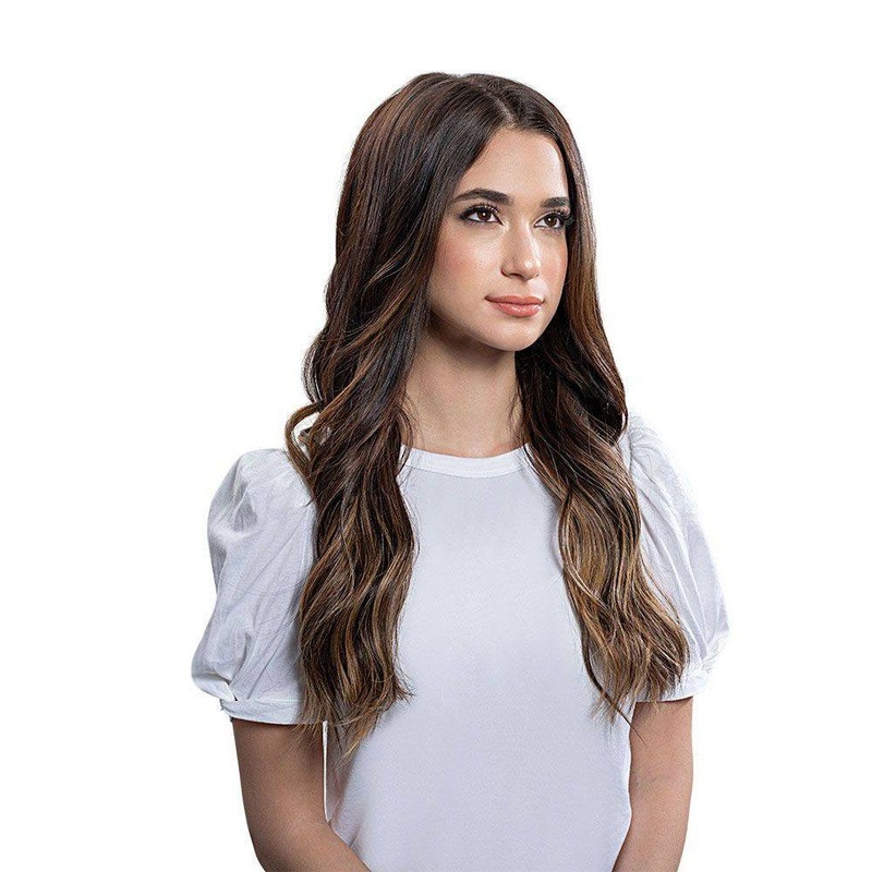 24″ U-Shape Wig Dark Brown Balayage