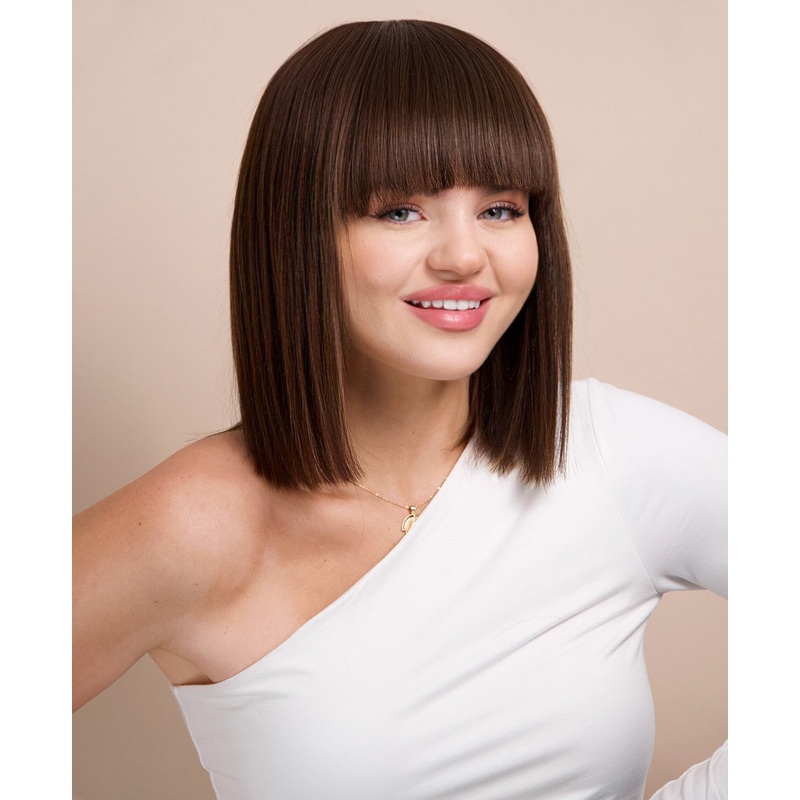 bob wig with fringe – 10″ chocolate brown.