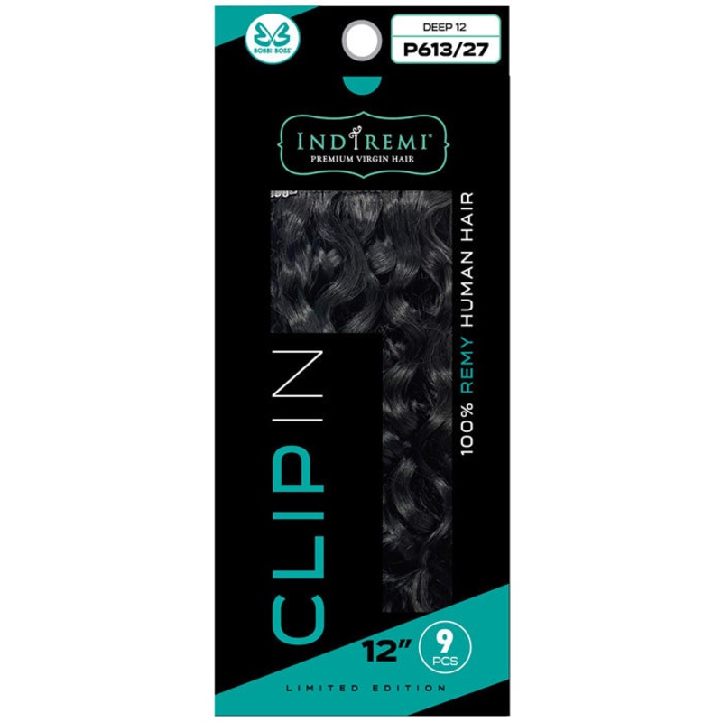 Bobbi Boss Indiremi Clip-In 9 PCS 100% Remy Human Hair Weaving – DEEP 12″ 1