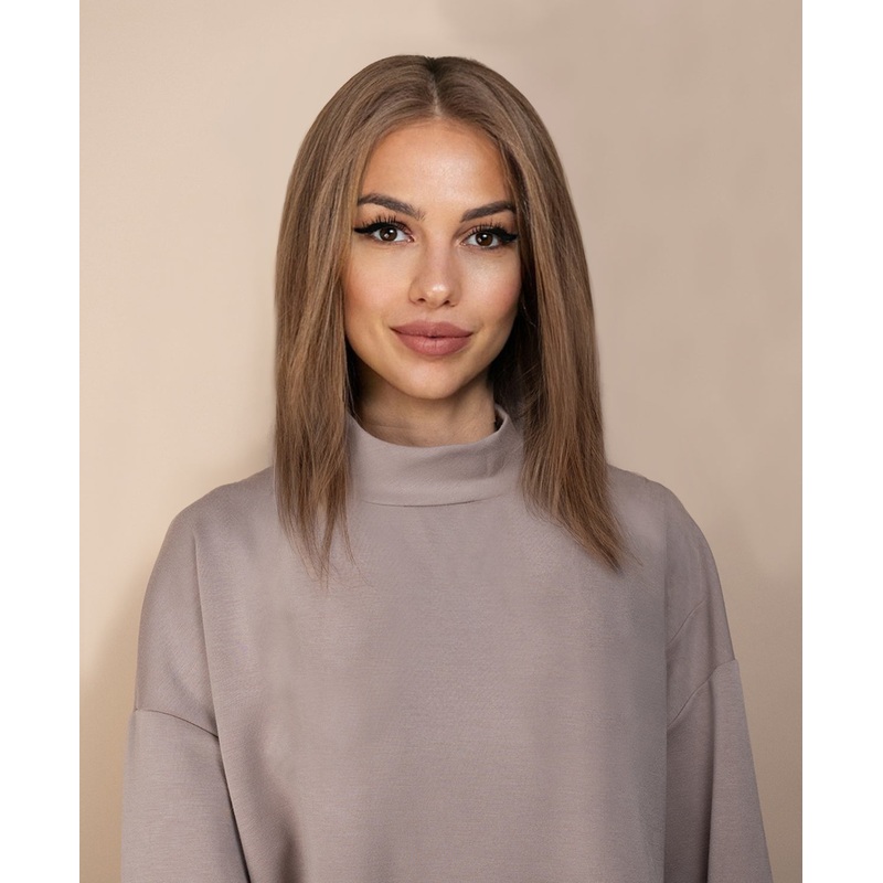 full lace human wig – 12″ ash.