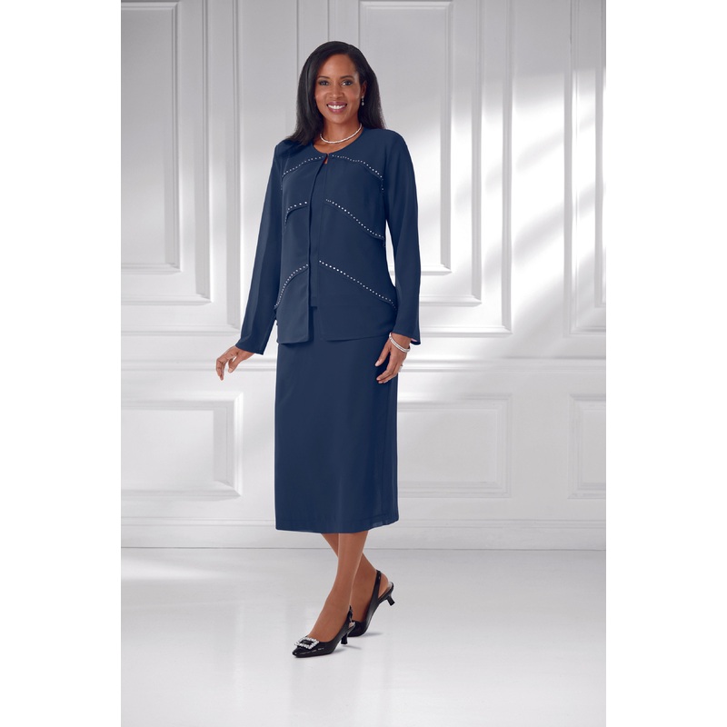 New Angle Tiered 3-Pc. Suit by EY Boutique NAVY 10