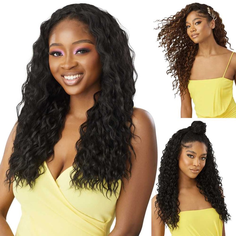 Outre Converti-Cap Synthetic Half Wig – Mermaids Kiss 1 JET BLACK