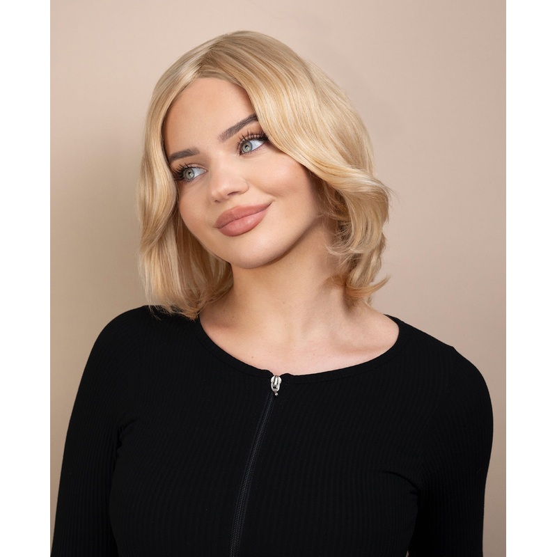 european virgin hair wig – 8″ blonde highlights.