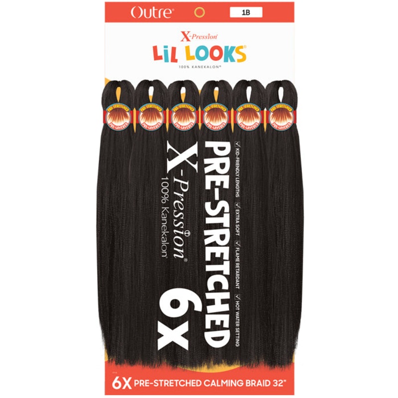 Outre X-Pression Lil Looks 100% Kanekalon – 6X PRE-STRETCHED CALMING BRAID 32″ 1