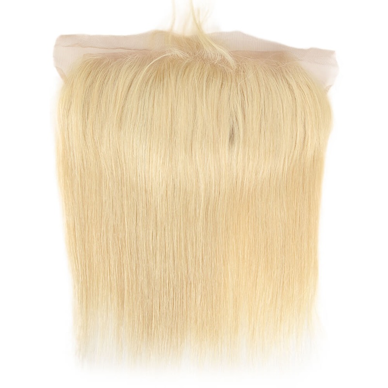 QVR Remy Human Hair 13*4 Lace Frontal Blonde Straight Hair 8″