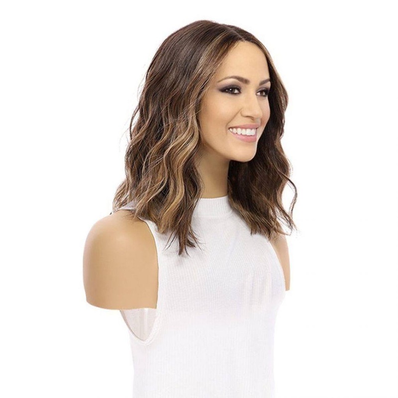 16″ Divine Lace Top Wig Dark Brown Balayage w/ Money Pieces Wavy