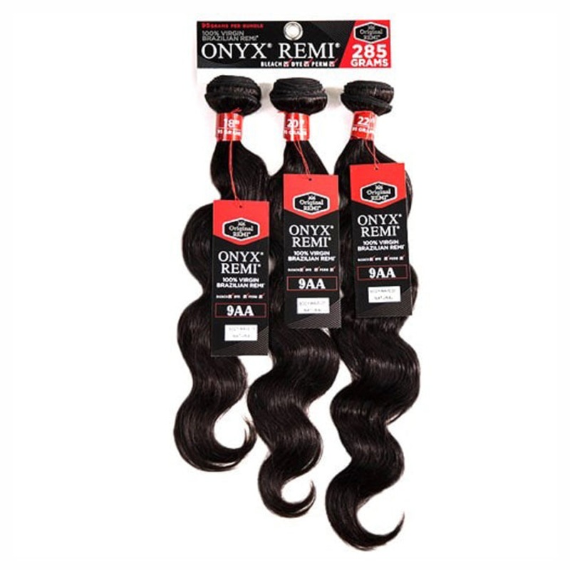 Onyx Remi 9AA 100% Brazilian Virgin Remi Human Hair Bundle Weave – 3X BODY WAVE 20-26″ 22/24/26 NATURALBLACK