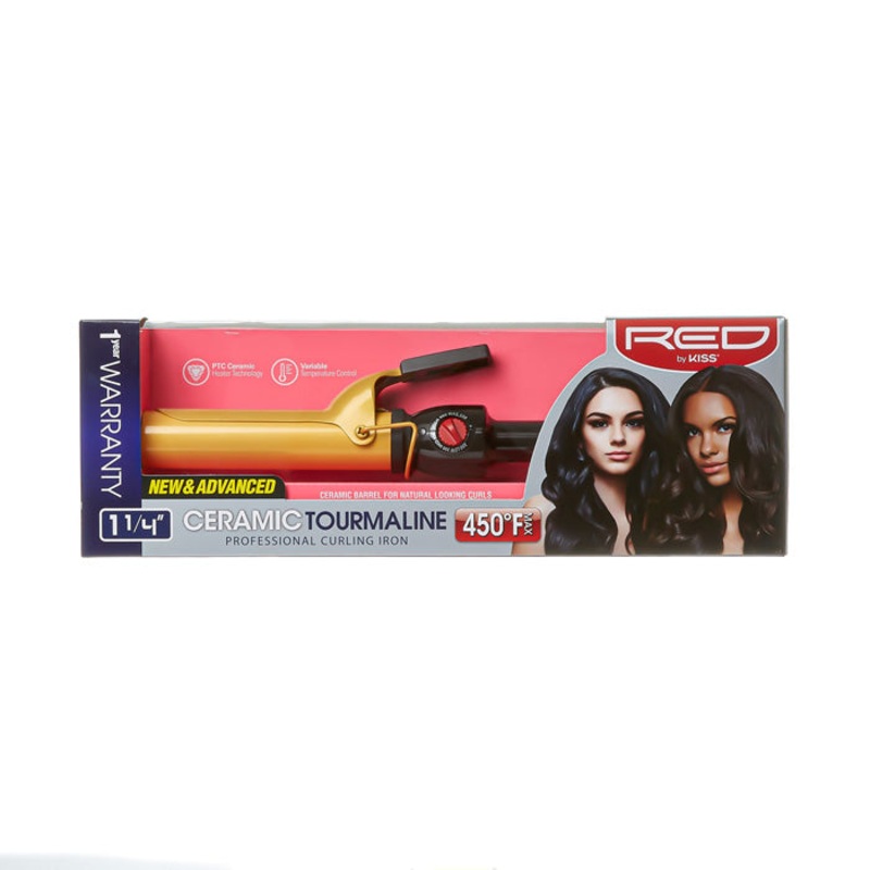 RED by Kiss Ceramic Tourmaline Professional Curling Iron 1 1/4″ 1 1/4″