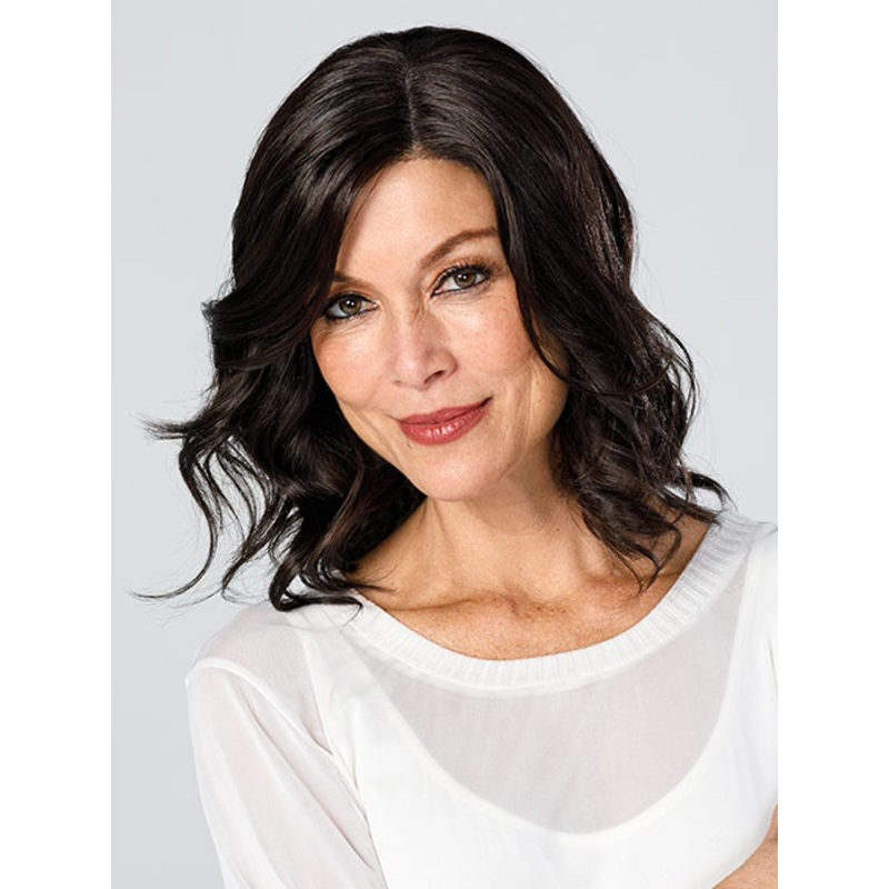 Top Coverage Wavy 12″ | Lace Front Synthetic Hair Topper (Mono Top) 1B