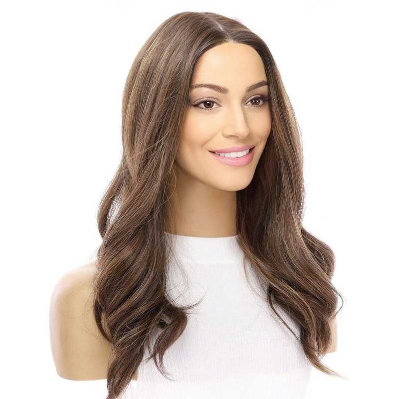 20″ Divine Lace Top Wig Dark Brown w/ Highlights Zig Zag Lace Front
