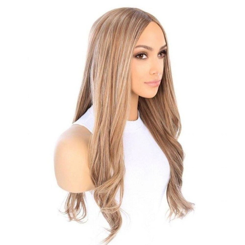 26″ Ponytail Silk Top Wig Medium Blonde Zig Zag Lace Front