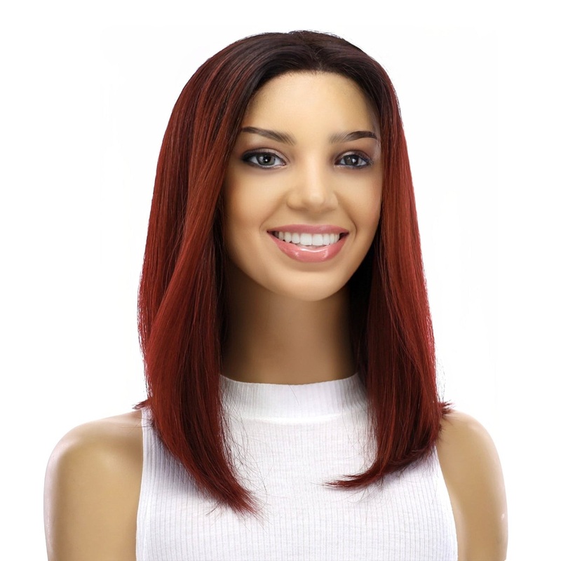 16″ Divine Lace Top Wig Merlot Red Zig Zag Lace Front