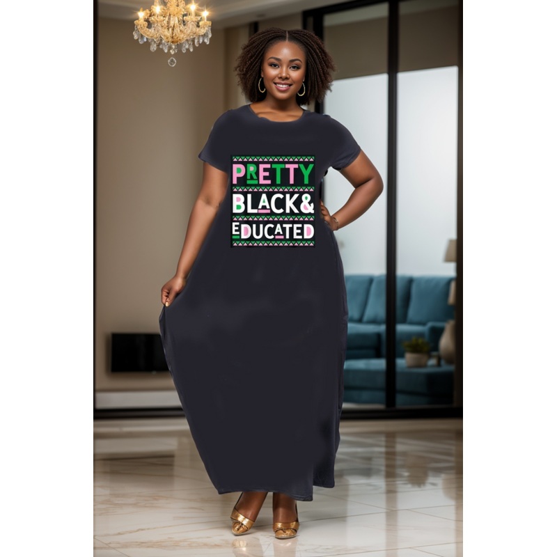 Pretty Black & Educated Maxi Dress One Size (4 – 24) Pretty Black