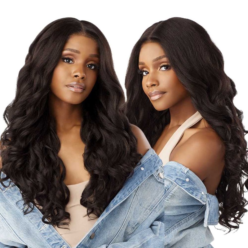 Sensationnel Kinky Edges Textured Lace Wig – Y-Part Kinky Loose Spiral 24″ 1 JET BLACK