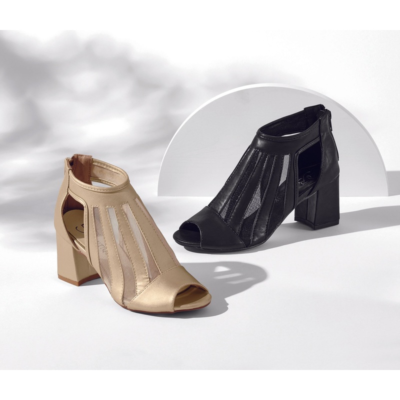 Amazing Rays Peep-Toe Booties by EY Boutique BLACK 10M