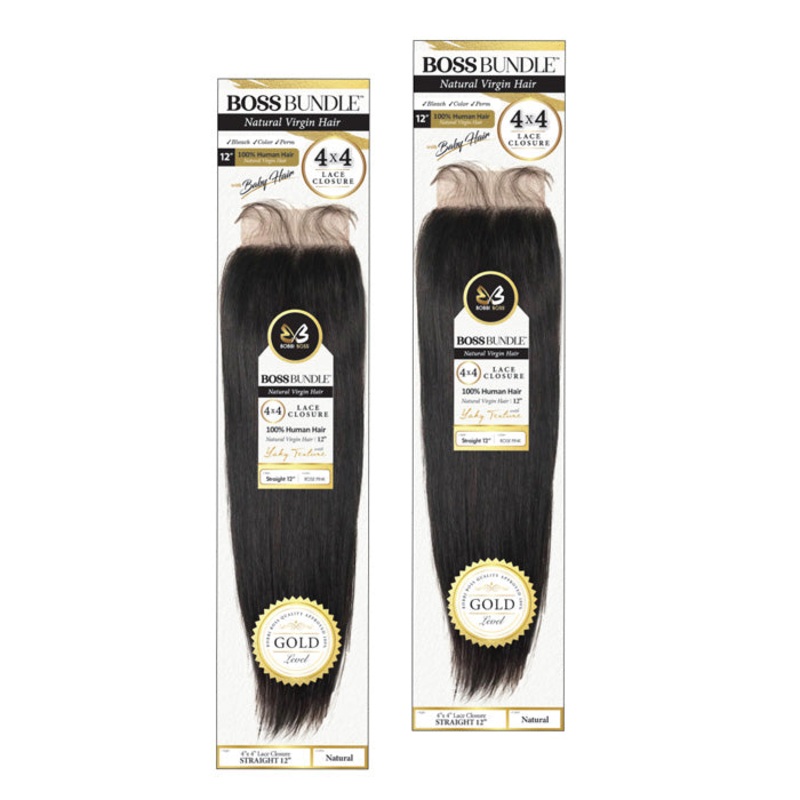 Bobbi Boss Bundle 4×4 HD Lace Closure – STRAIGHT 12″ NATURAL