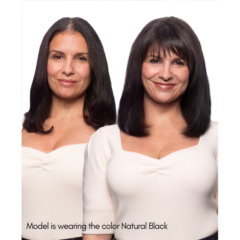 hair topper with bangs 12″ chocolate brown.