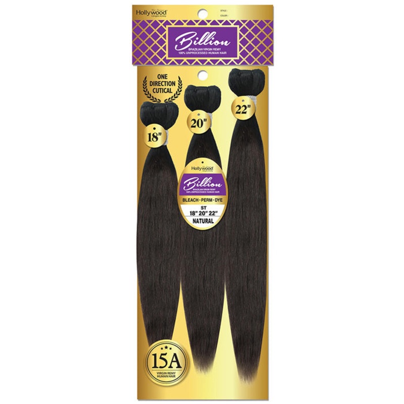 Hollywood Billion Brazilian Virgin Remy 100% Unprocessed Human Hair Multi Weave – STRAIGHT – 10-28 10/12/14 NATURAL