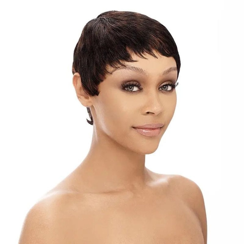 It’s a Wig! 100% Human Hair Pixie Short Wig – HH MOLLY 1 JET BLACK