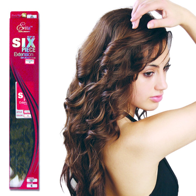 Lord & Cliff Evita 100% Human Hair Clip-In Extension – FRENCH WAVE 6 PCS 18″ 1