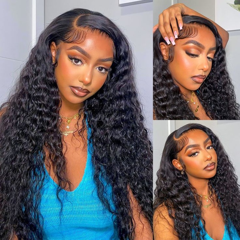 QVR HD Lace Water Wave 13×4 Lace Frontal Wig 180% Human Hair Wig With Baby Hair 14 180%