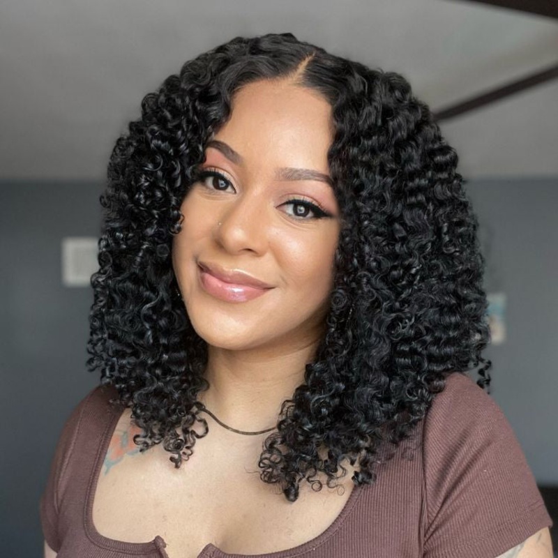 VIP DAY ONLY | 16 Inches Curtain Bangs Jerry Curly Glueless Y-Shape HD Lace Wig – US Only 16