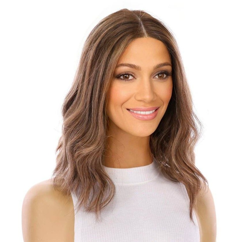 16″ Divine Lace Top Wig Medium Brown w/ Highlights Zig Zag Lace Front