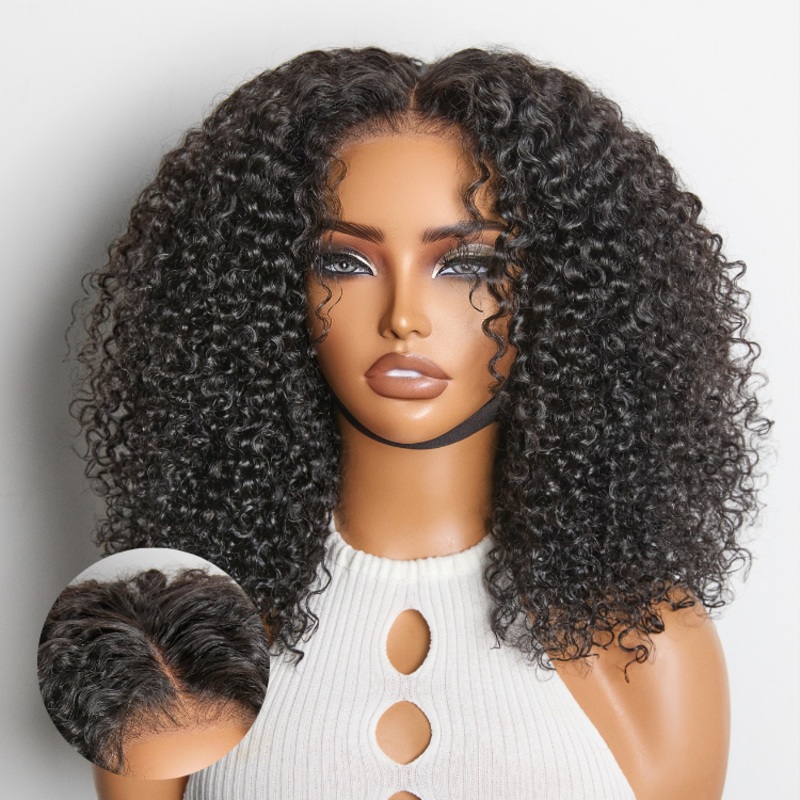 Beginner Friendly 180% Density Glueless 5×5 Closure Pre-Cut Lace Afro Curly Wig Flexi-Fit Drawstring Cap 16