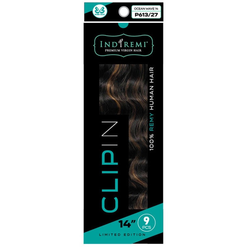 Bobbi Boss Indiremi Clip-In 9 PCS 100% Remy Human Hair Weaving – OCEAN WAVE 14″/16″ 14″ 1