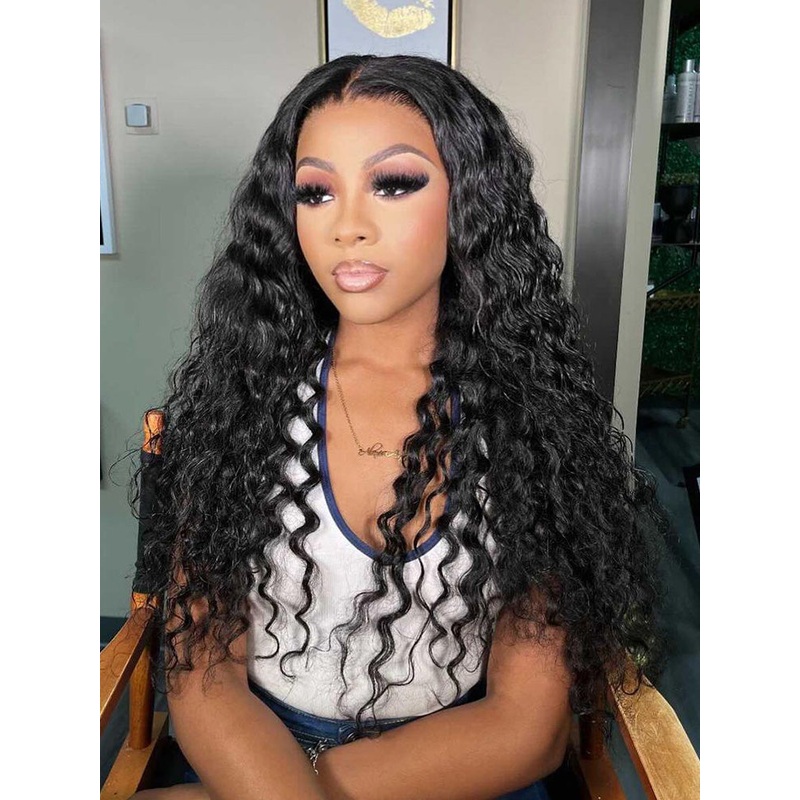 CurlyMe Natural Wave Hair 5×5 Swiss Lace Closure Wigs Pre Plucked Natural Color HD Lace 180% 8