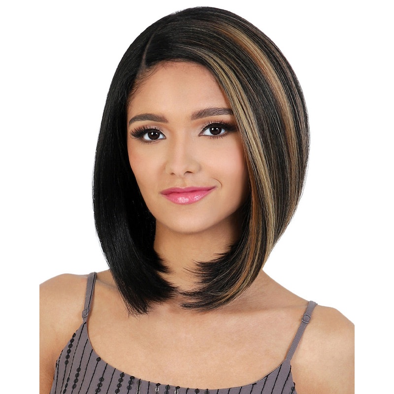 HBL Frida | Lace Front & Lace Part Human Hair Blend Wig by Motown Tress Deep Red