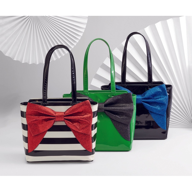 Twinkled Bow and Striped Tote by EY Boutique BLACK/ROYAL