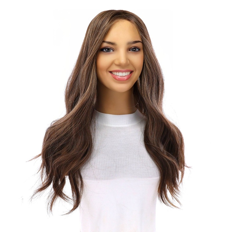 20″ Onyx Silk Top Topper Dark Brown w/ Highlights