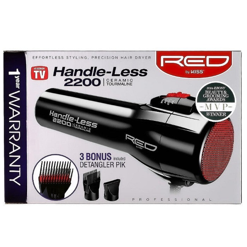 Red Handle-Less 2200 Ceramic Tourmaline Hair Dryer Combo 2200