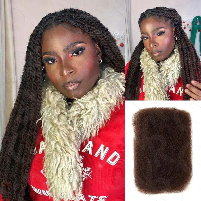 SUPER DEAL|3 PACKS Dark Brown Afro kinky Bulk SEND 1 FREE HAIR 10” Dark Brown#4 10” Dark Brown #4